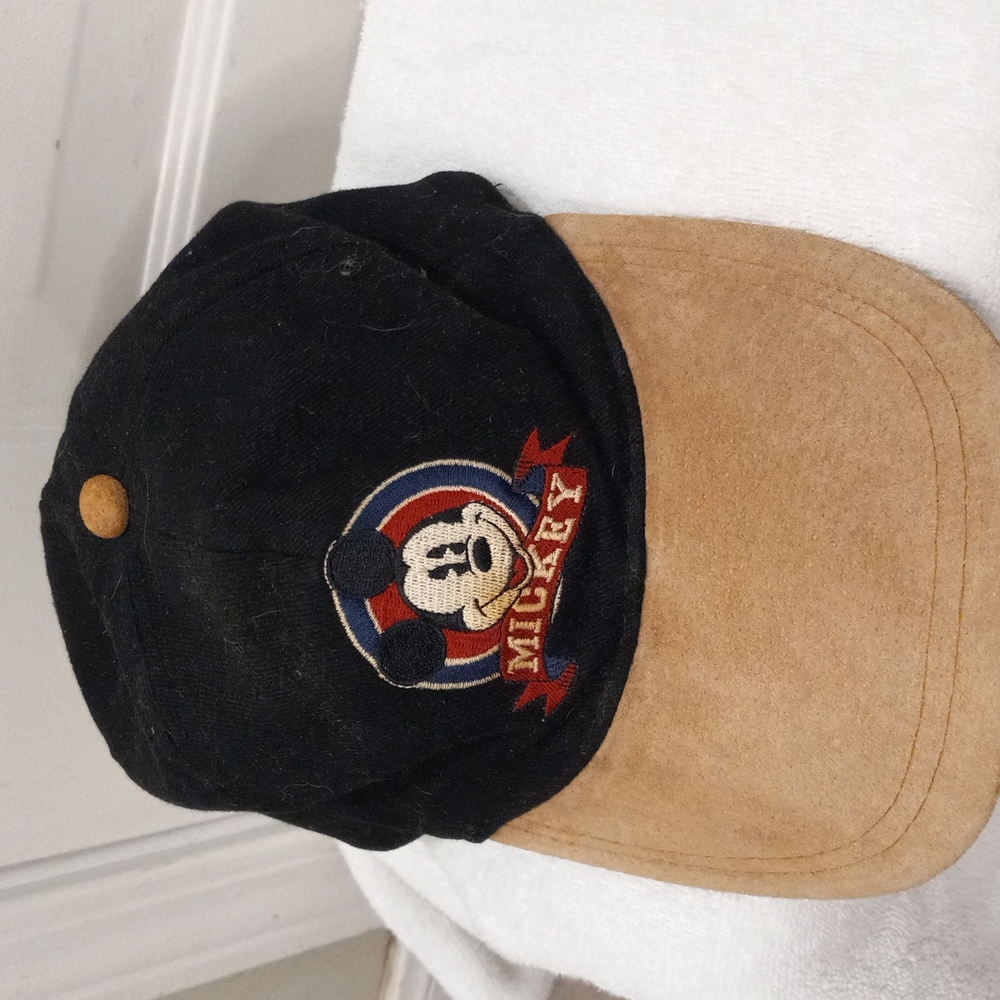 Mickey Mouse Baseball Cap Black W/Suede bill